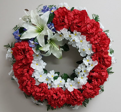 Artificial Red Carnation Wreath